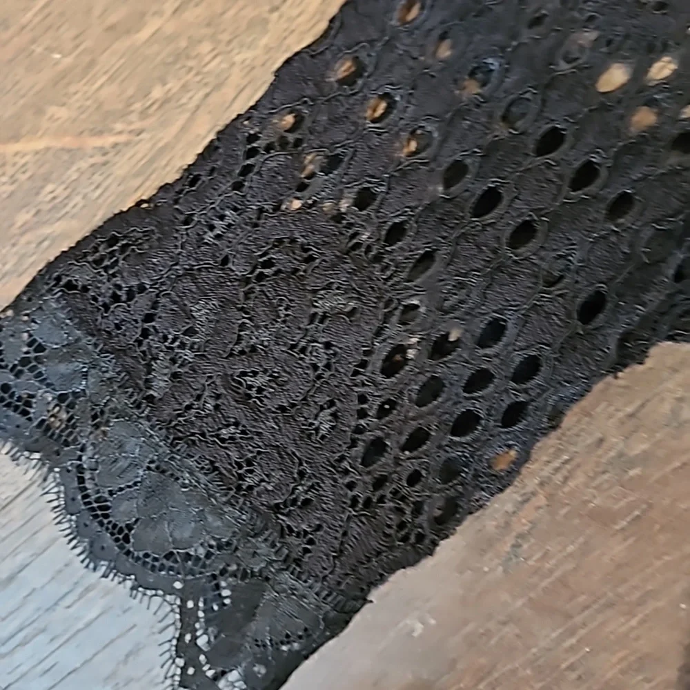 ZARA BLACK LACE HIGH NECK  goth. Dark Romantic SHEER TOP.  small